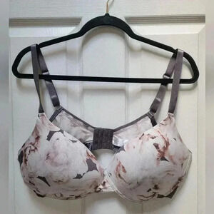 Danskin Women's No Underwire Lightly Padded Bra Rose Pattern Plus Size 40D